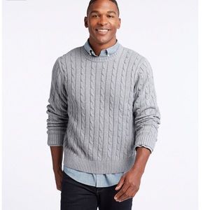 Men's Double L® Cotton Sweater Cable Crewneck Blue